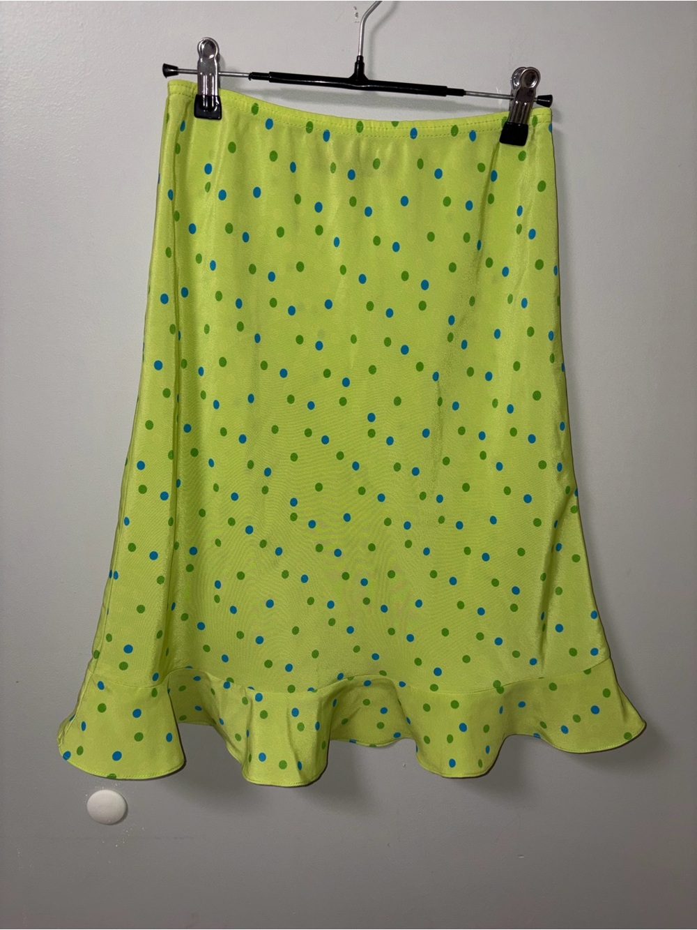 No Boundaries Y2K Lime Green Polka Dot Ruffle Hem Skirt Vintage Girls 10/12?